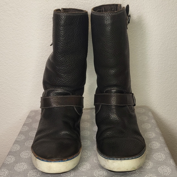 Ugg Andra Black Pebeled Leather Riding Boots size 8.5 - Picture 3 of 8